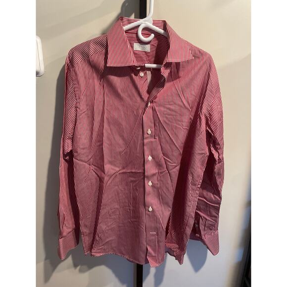 Eton Other - ETON Men's Stripe-Pattern Long-Sleeve Cotton Shirt 7.5/44 Red/White Button Up